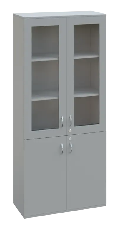 SPO 32 skříň 4-dveřová, 2x sklo lamino - šedá